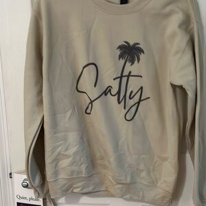 Gildan Cream Sweatshirt with Black 'Salty' Script